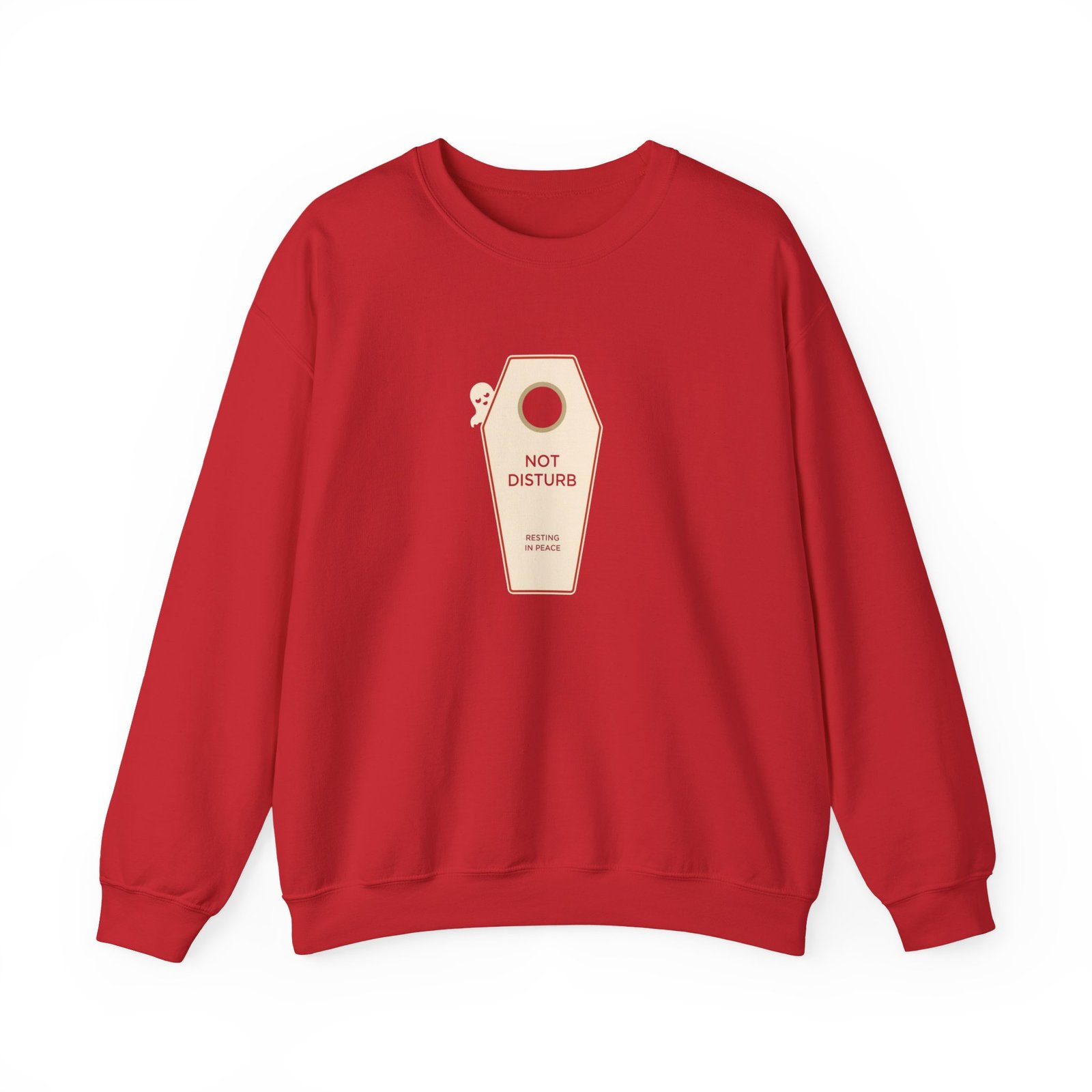 Crewneck Sweatshirt — 'Not Disturb' Coffin Door Hanger Graphic - Image 33