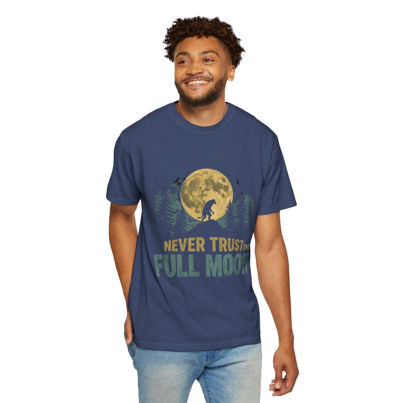 Never Trust The Full Moon Werewolf Graphic T-Shirt | Vintage Horror Moon Tee - Image 32