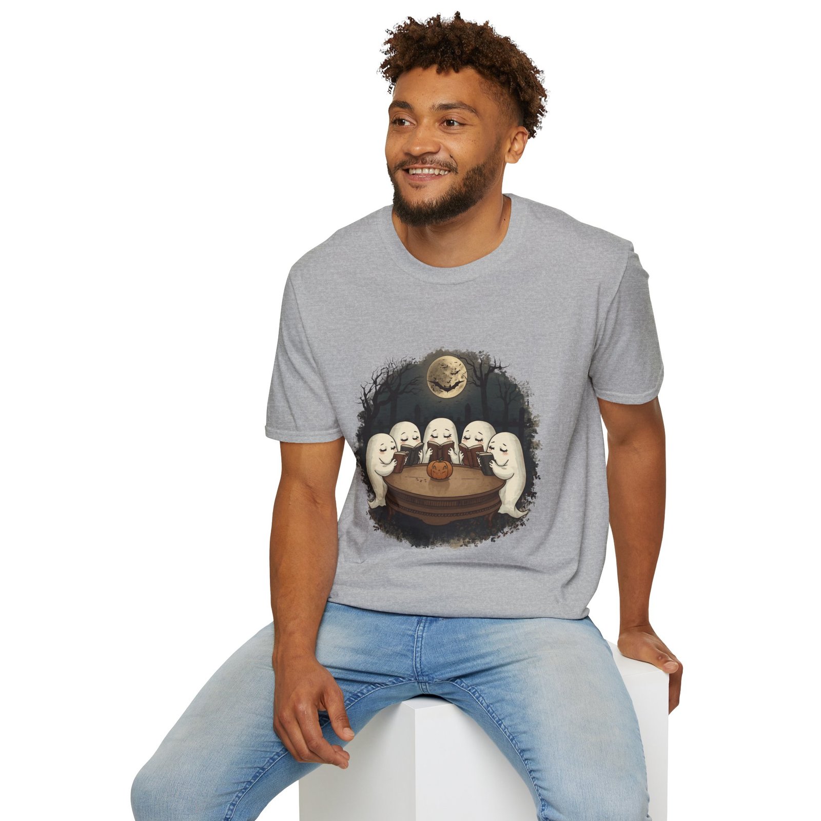 Ghost Book Club T-Shirt | Cute Halloween Reading Ghosts Tee | Spooky Fall Unisex Shirt - Image 19