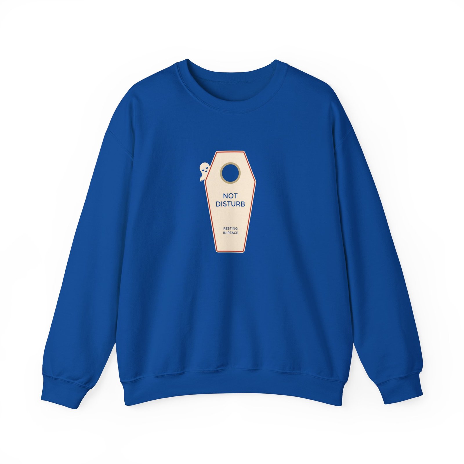 Crewneck Sweatshirt — 'Not Disturb' Coffin Door Hanger Graphic - Image 29
