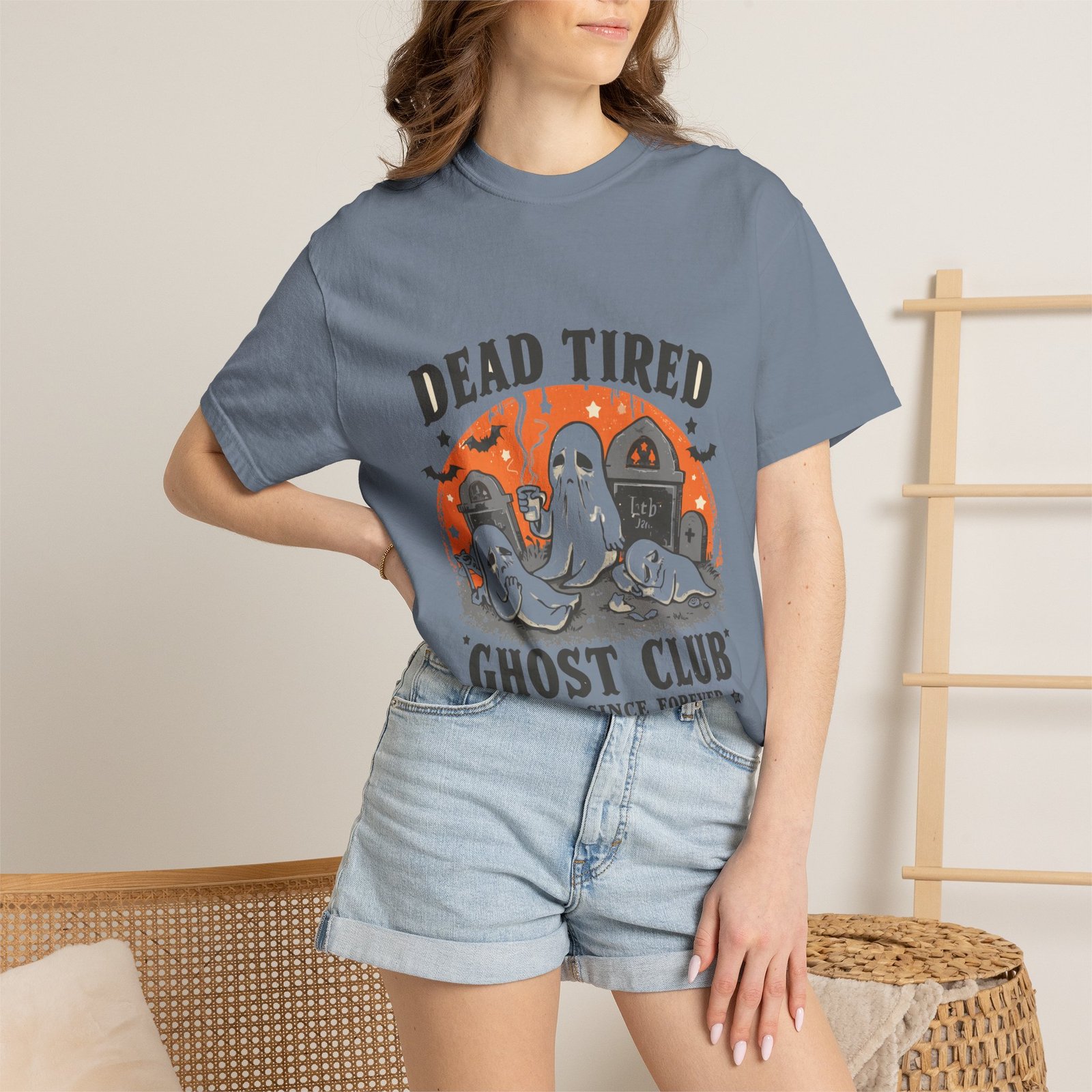 Dead Tired Ghost Club T-Shirt | Funny Halloween Ghost Graphic Tee - Image 12