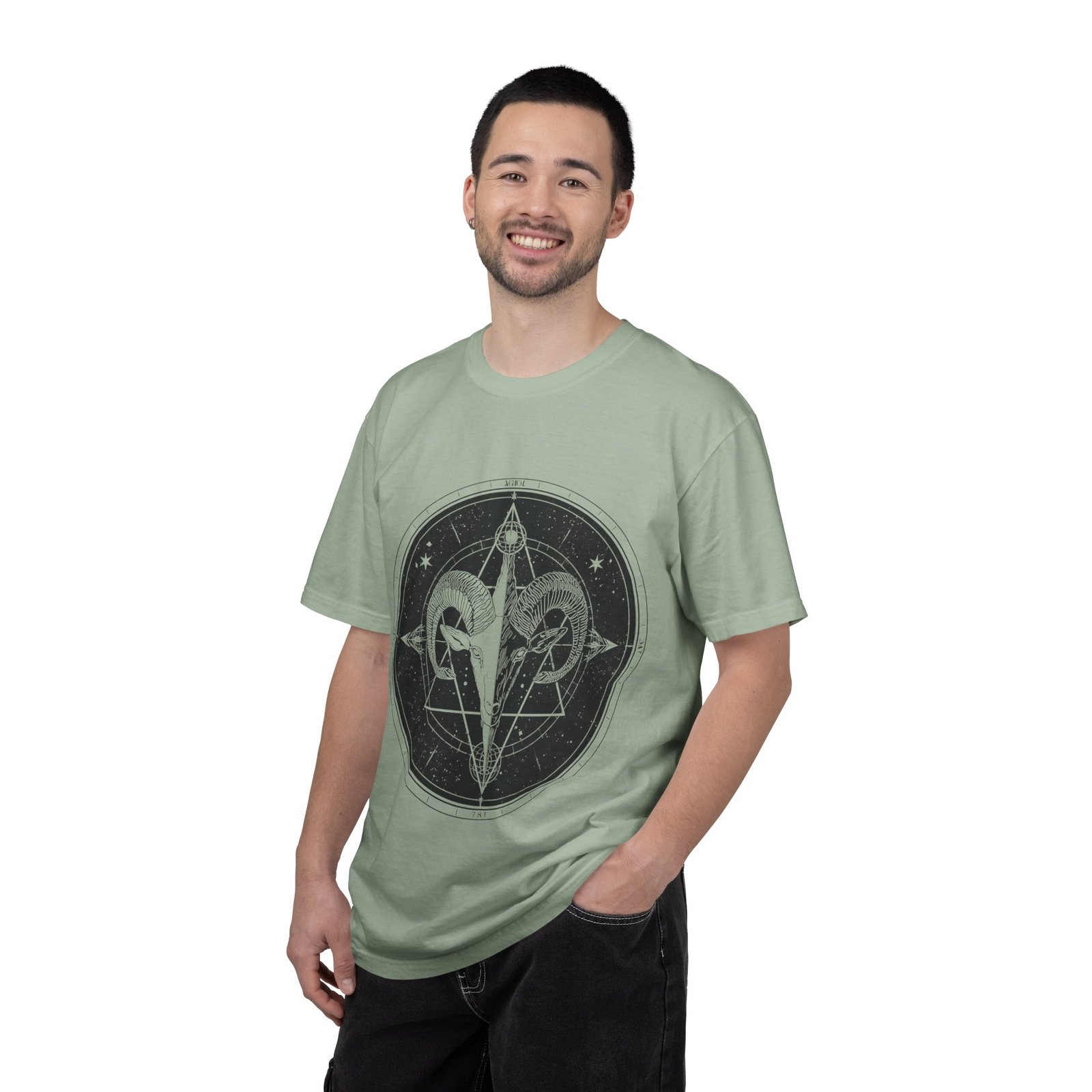 Mystic Ram Compass T-Shirt — Geometric Occult Graphic Tee - Image 9
