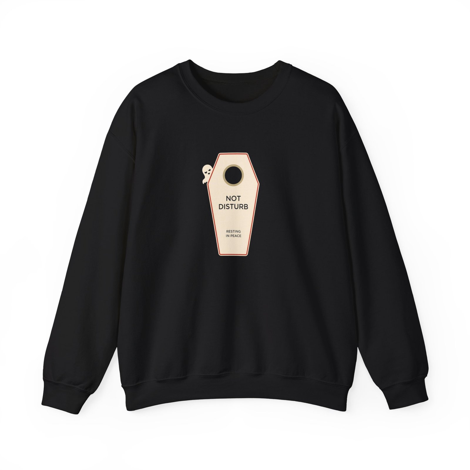 Crewneck Sweatshirt — 'Not Disturb' Coffin Door Hanger Graphic