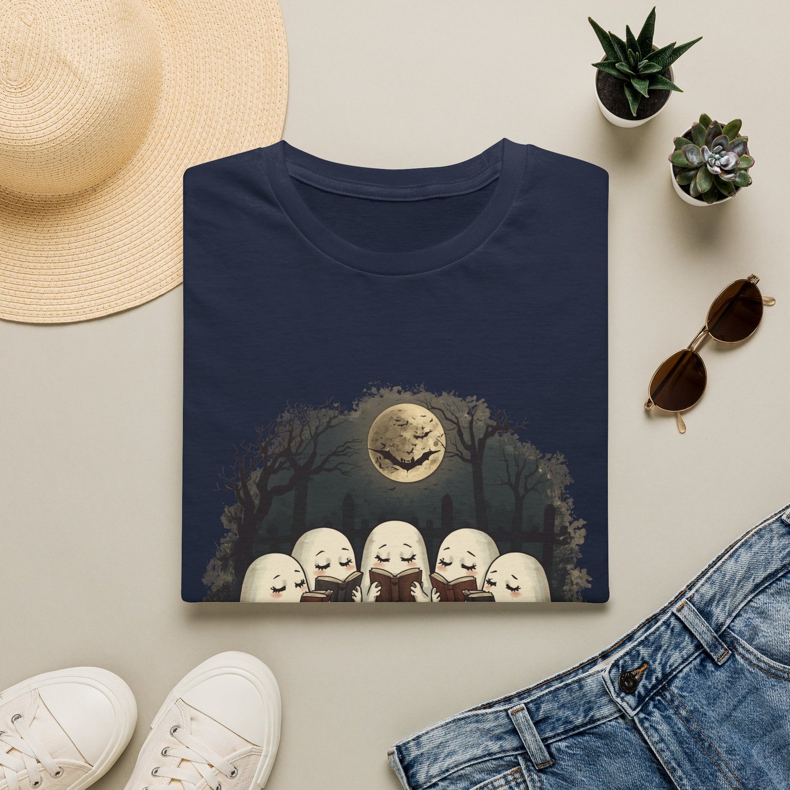 Ghost Book Club T-Shirt | Cute Halloween Reading Ghosts Tee | Spooky Fall Unisex Shirt - Image 26