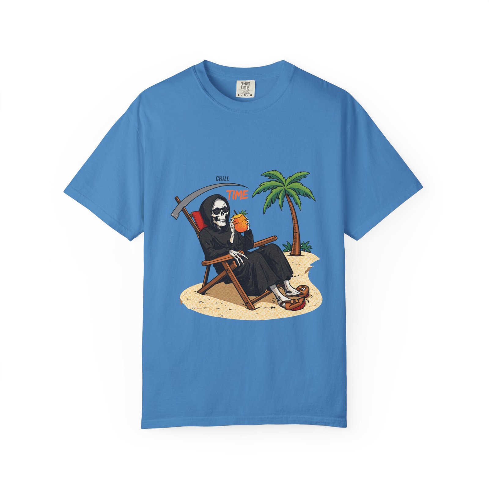 Time to Relax Grim Reaper Beach T-Shirt | Funny Skeleton Summer Graphic Tee - Image 30