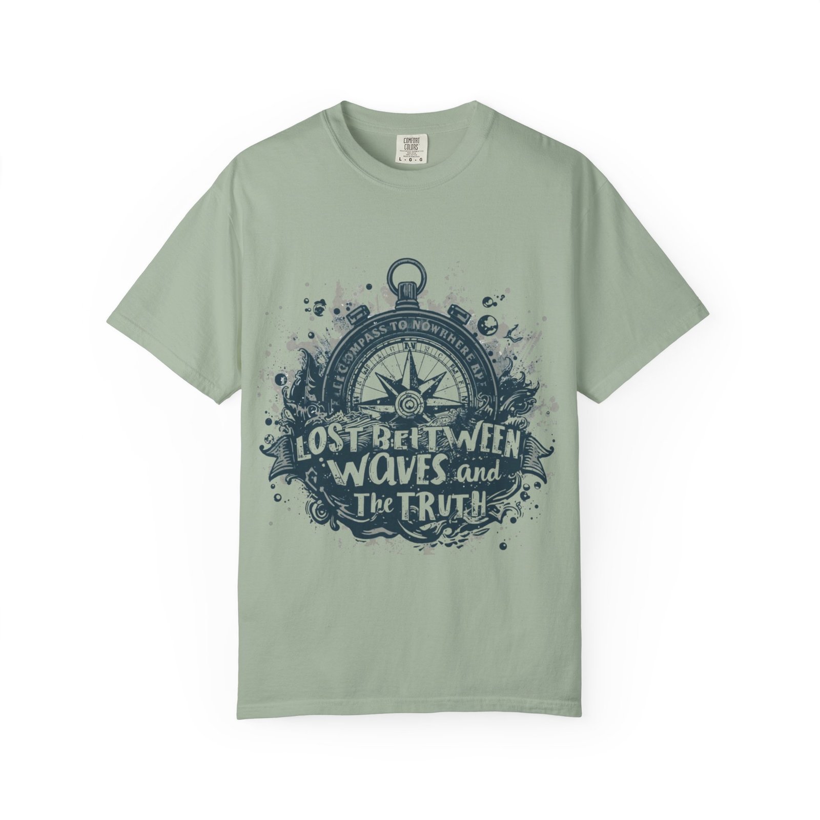 Compass & Waves Graphic T-Shirt — "Lost Between Waves and the Truth" Nautical Tee - Image 10