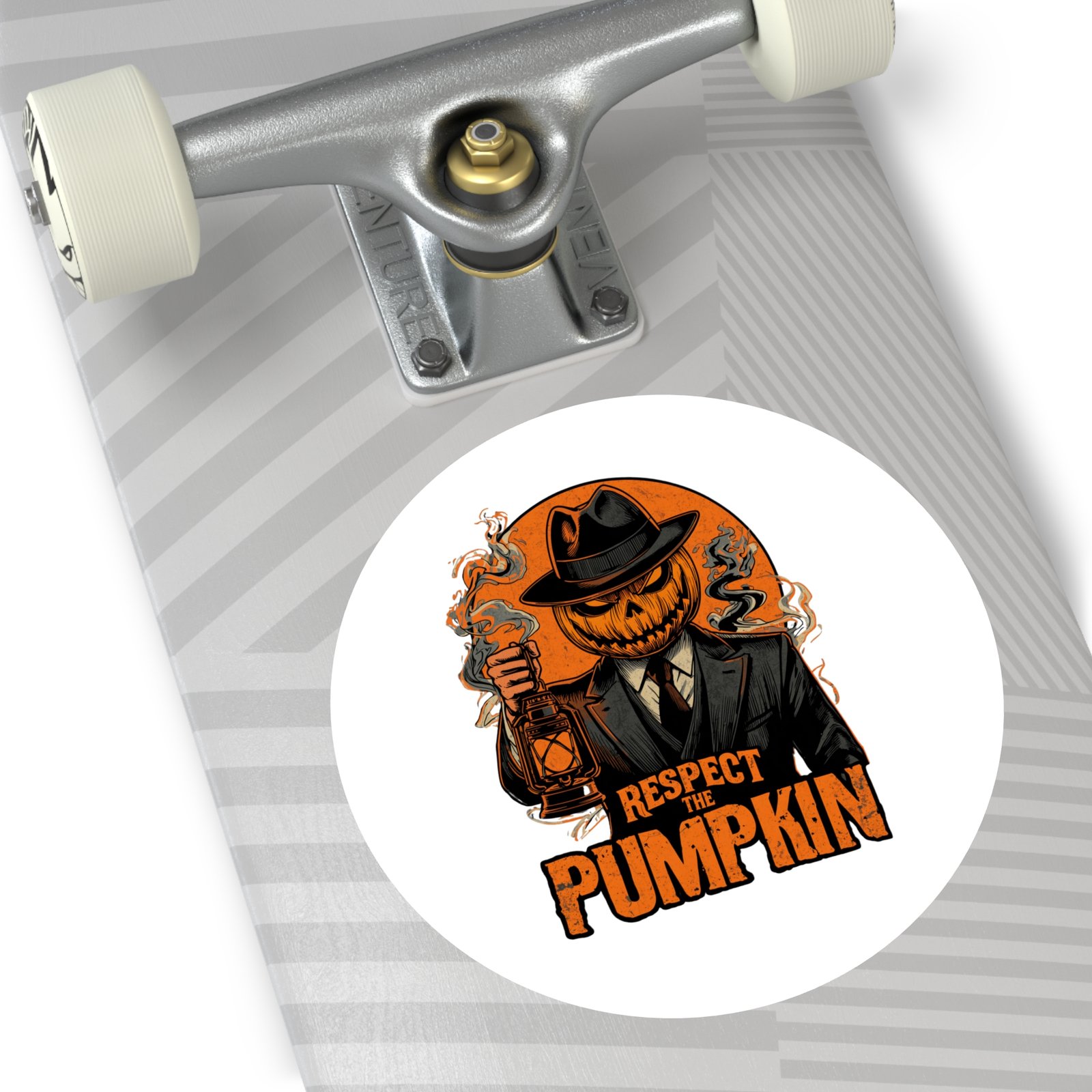 Round Sticker — "Respect the Pumpkin" Jack-O’-Lantern Horror Vinyl Sticker - Image 20