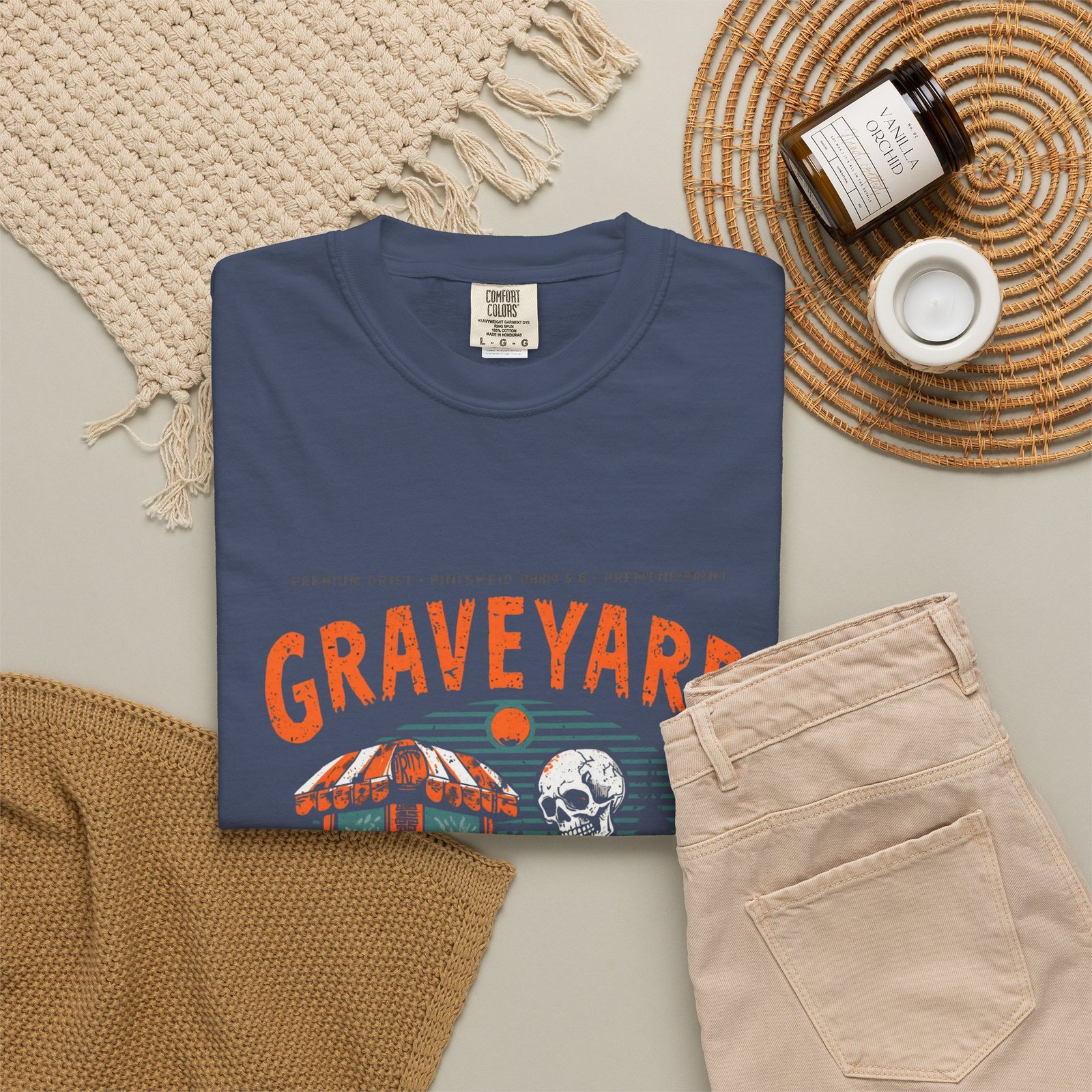 Graveyard Shift T-Shirt – Funny Skeleton Halloween Graphic Tee - Image 8