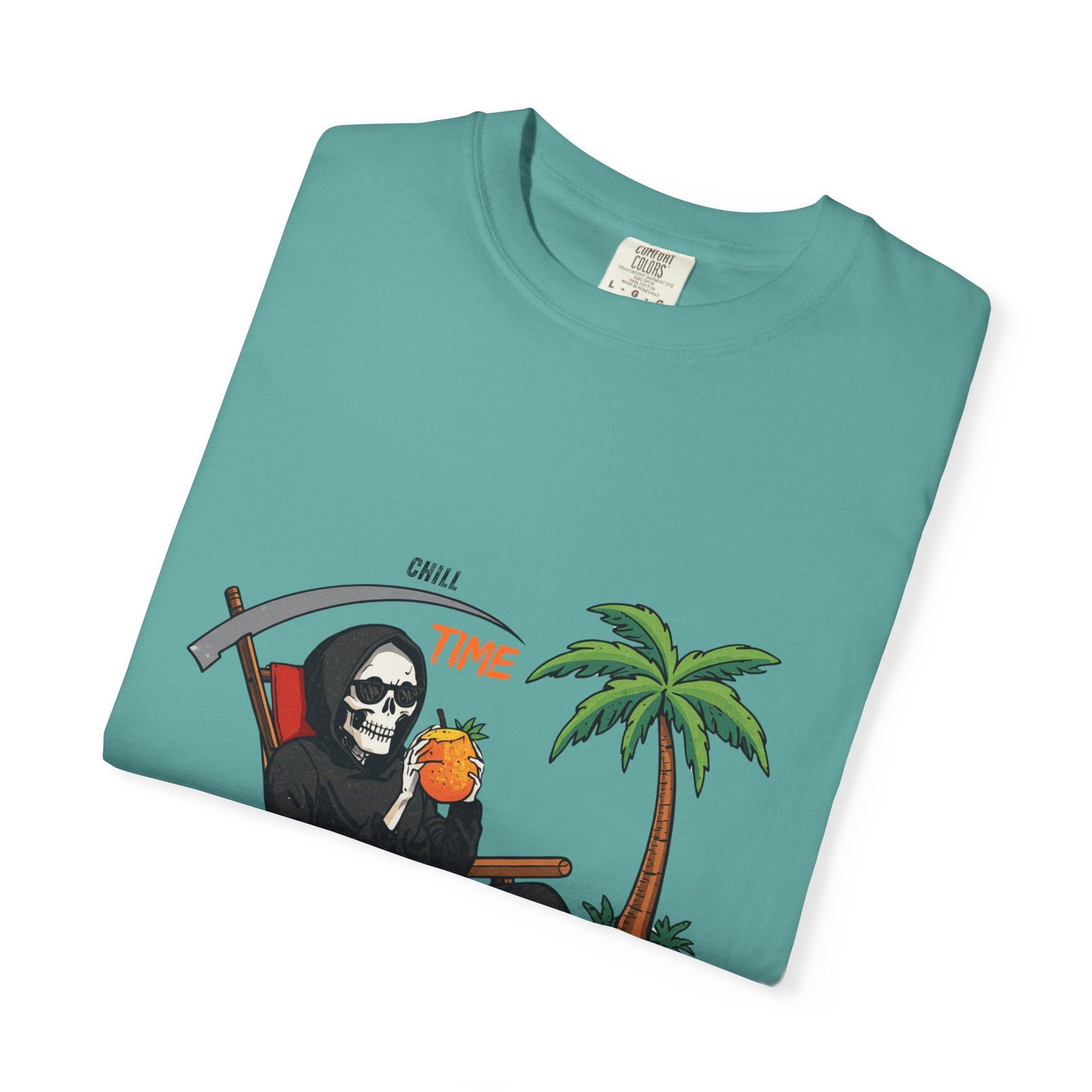 Time to Relax Grim Reaper Beach T-Shirt | Funny Skeleton Summer Graphic Tee - Image 18