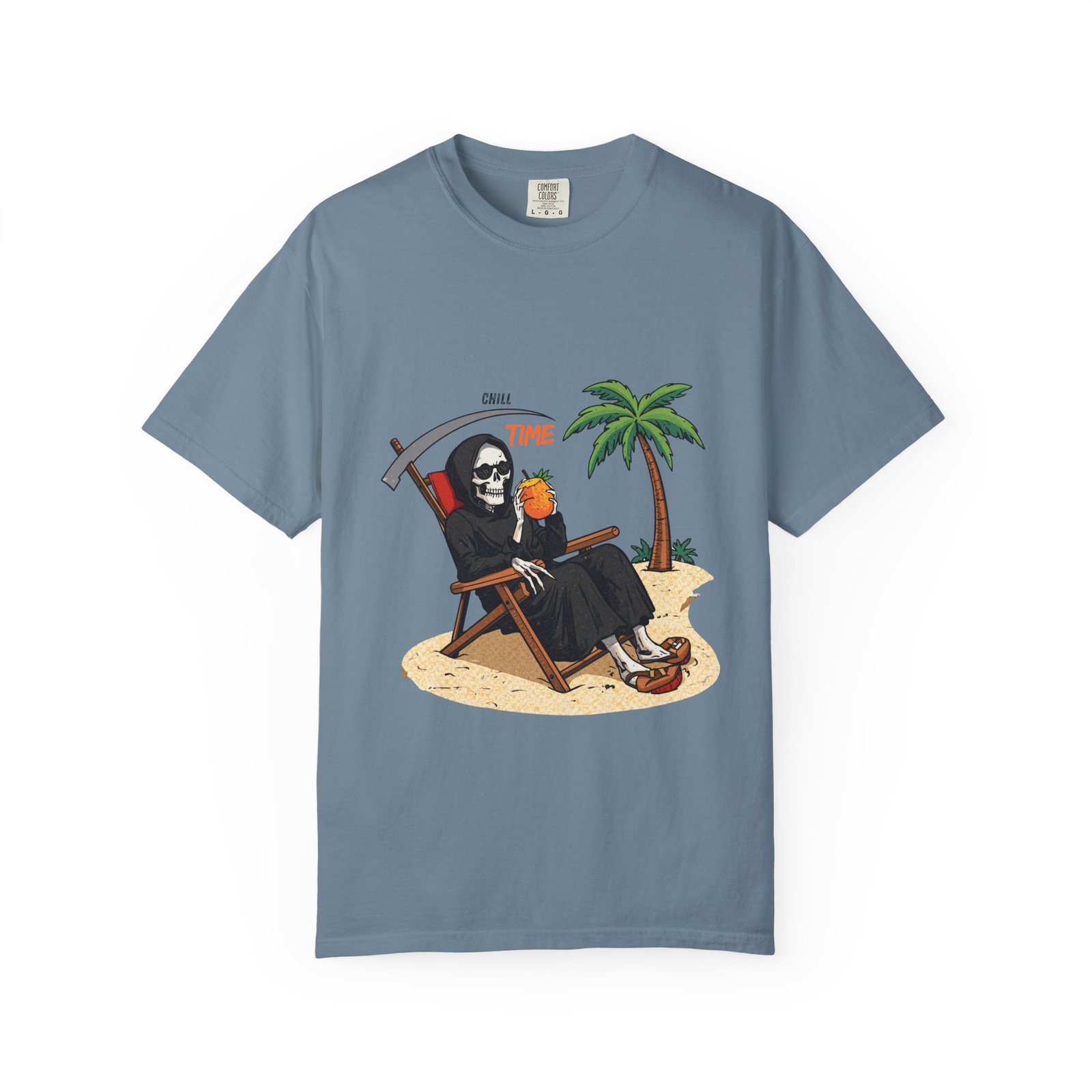 Time to Relax Grim Reaper Beach T-Shirt | Funny Skeleton Summer Graphic Tee - Image 23