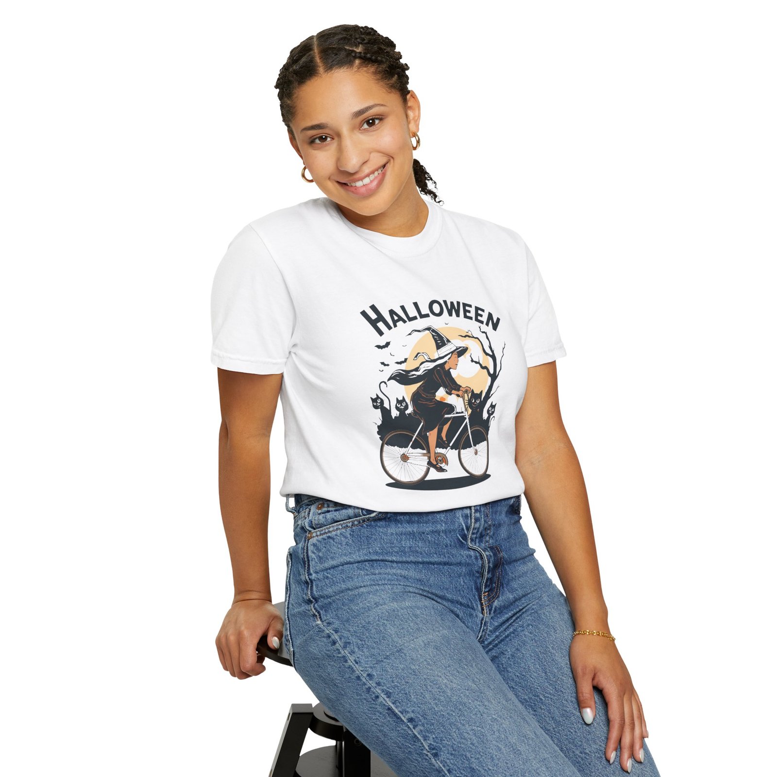 Halloween Witch Bike T-Shirt - Image 6