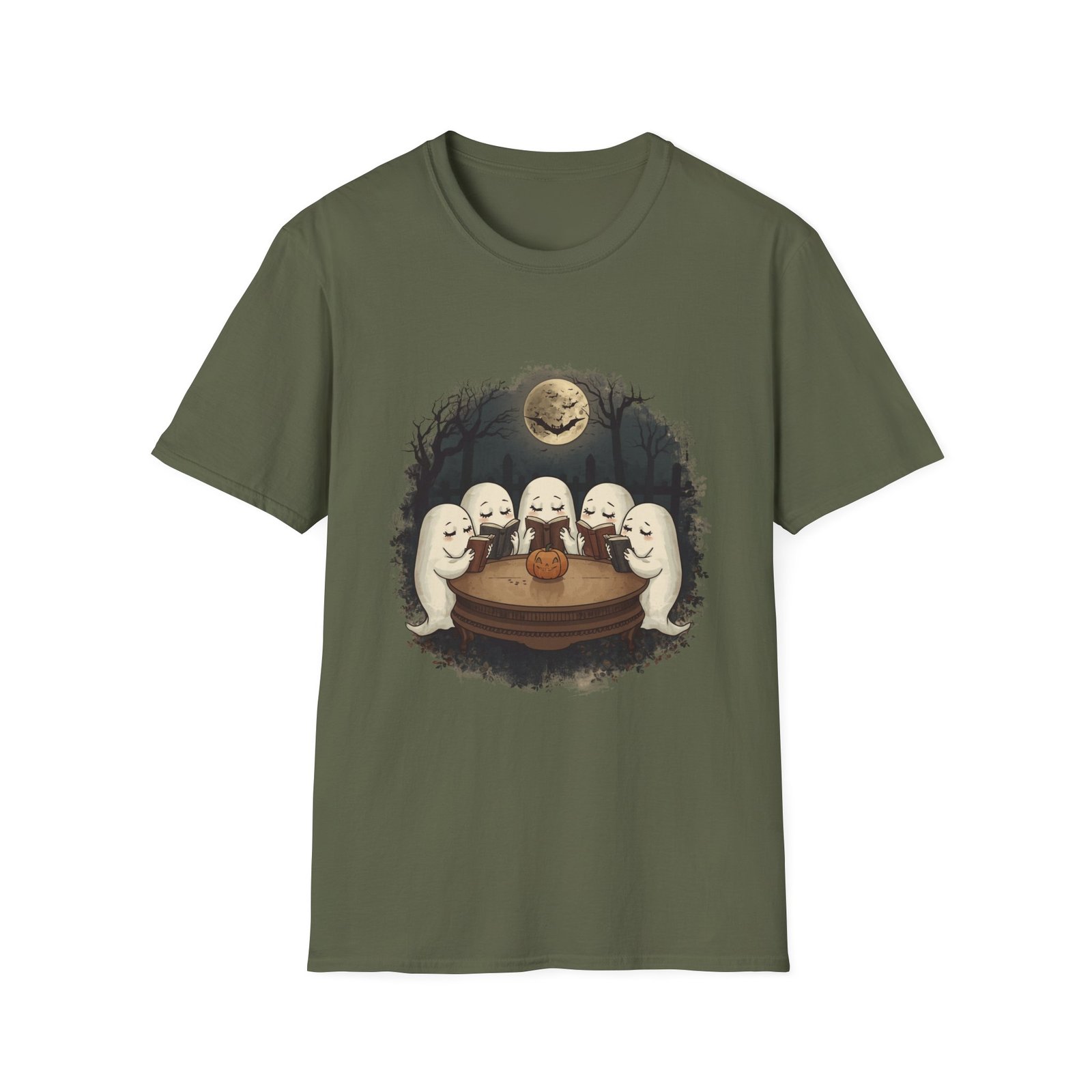 Ghost Book Club T-Shirt | Cute Halloween Reading Ghosts Tee | Spooky Fall Unisex Shirt - Image 22