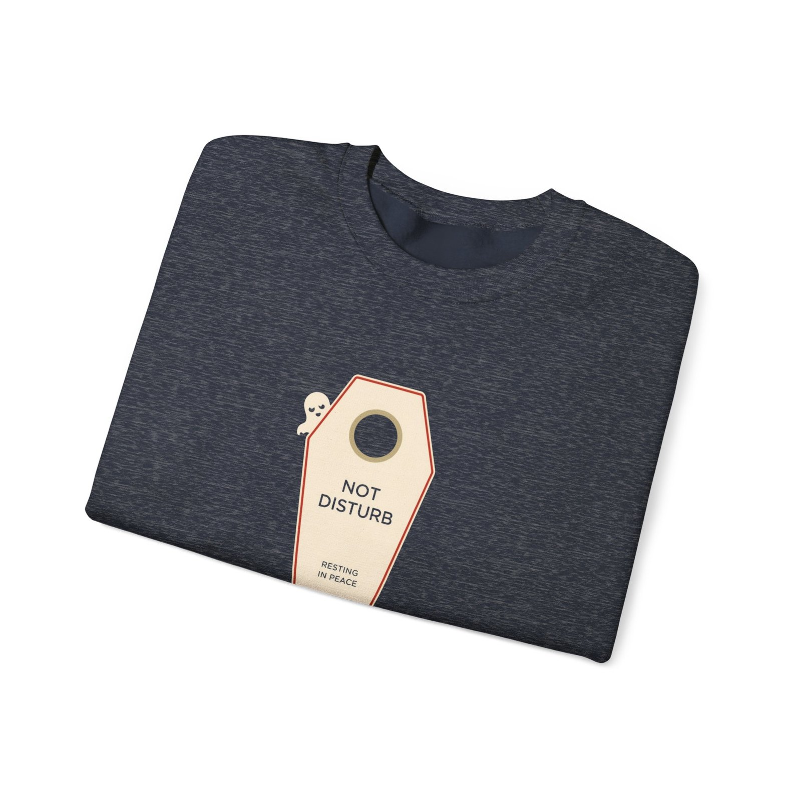 Crewneck Sweatshirt — 'Not Disturb' Coffin Door Hanger Graphic - Image 23