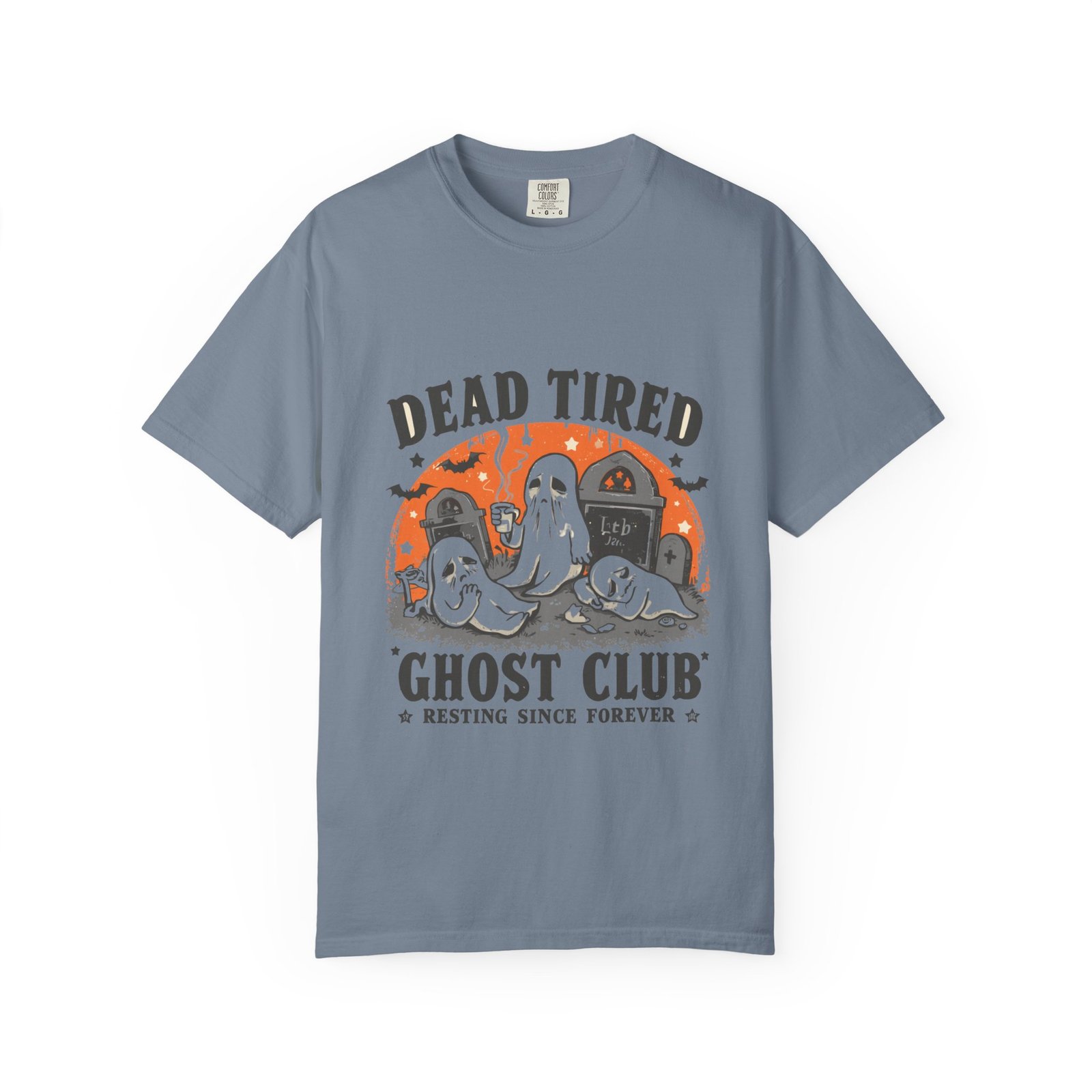 Dead Tired Ghost Club T-Shirt | Funny Halloween Ghost Graphic Tee - Image 9