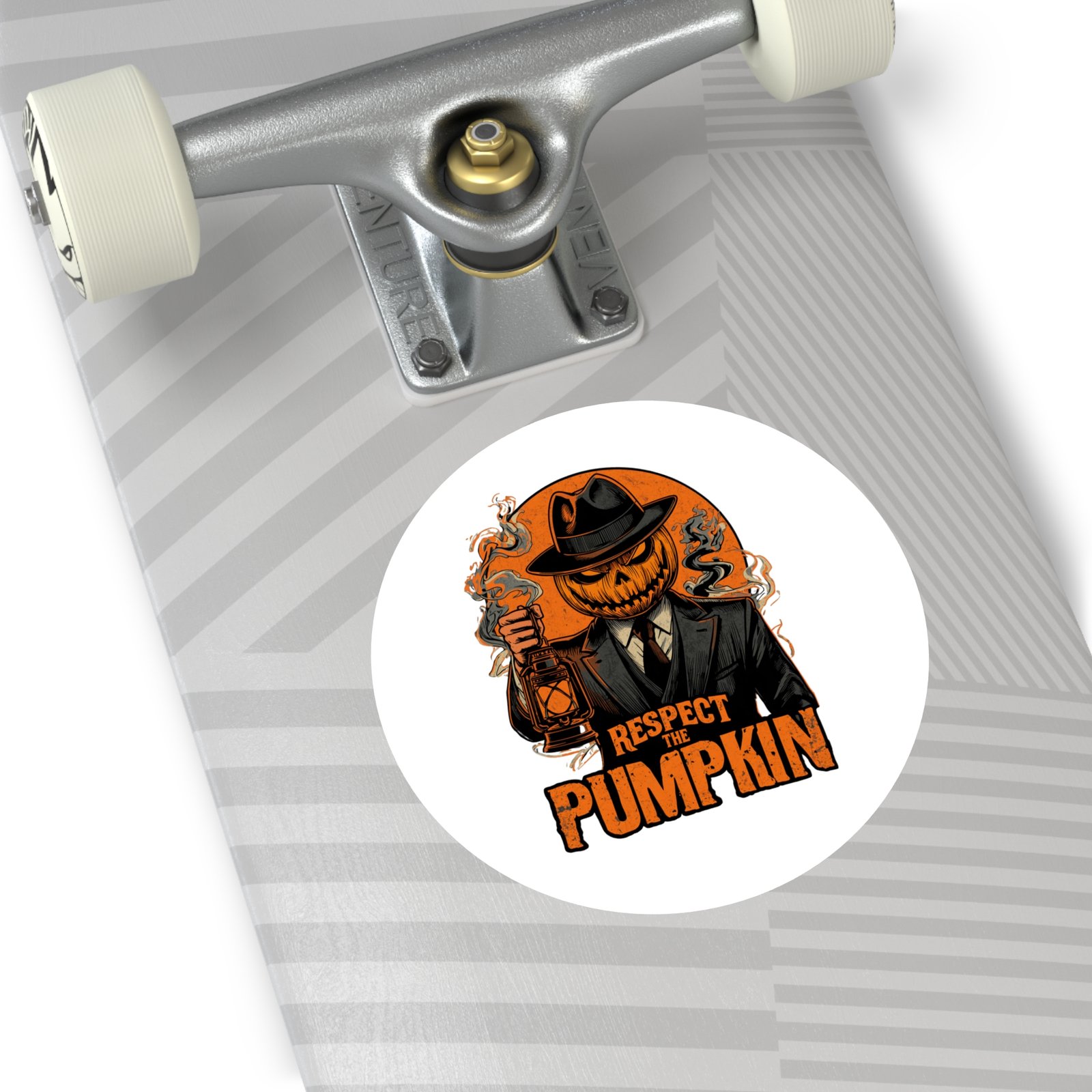 Round Sticker — "Respect the Pumpkin" Jack-O’-Lantern Horror Vinyl Sticker - Image 16