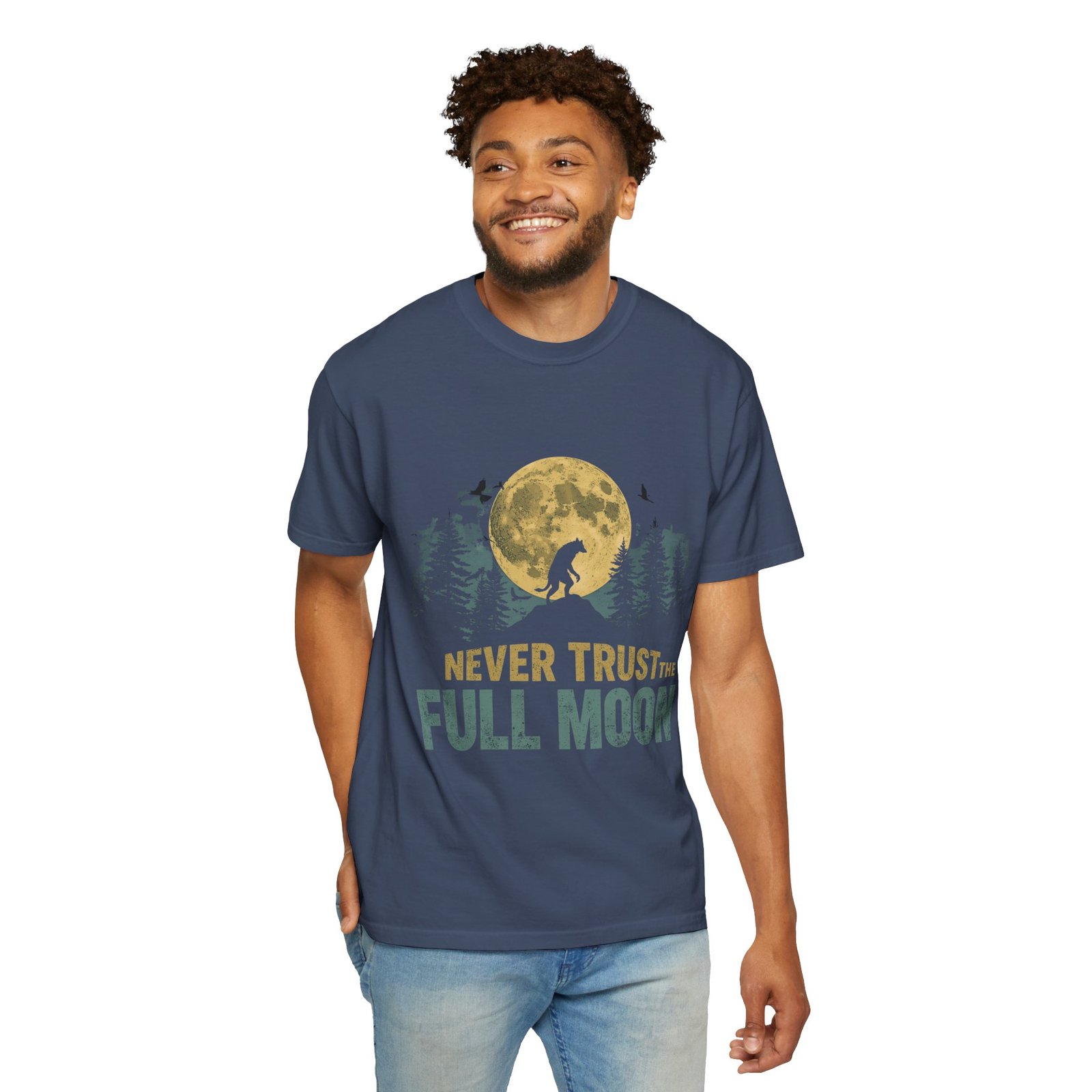 Never Trust The Full Moon Werewolf Graphic T-Shirt | Vintage Horror Moon Tee - Image 16