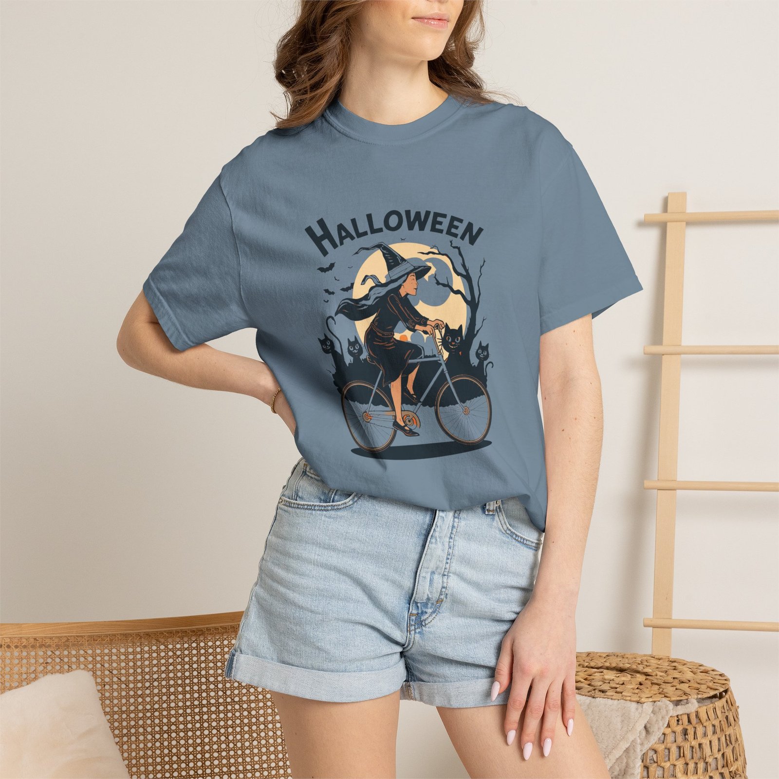 Halloween Witch Bike T-Shirt - Image 46