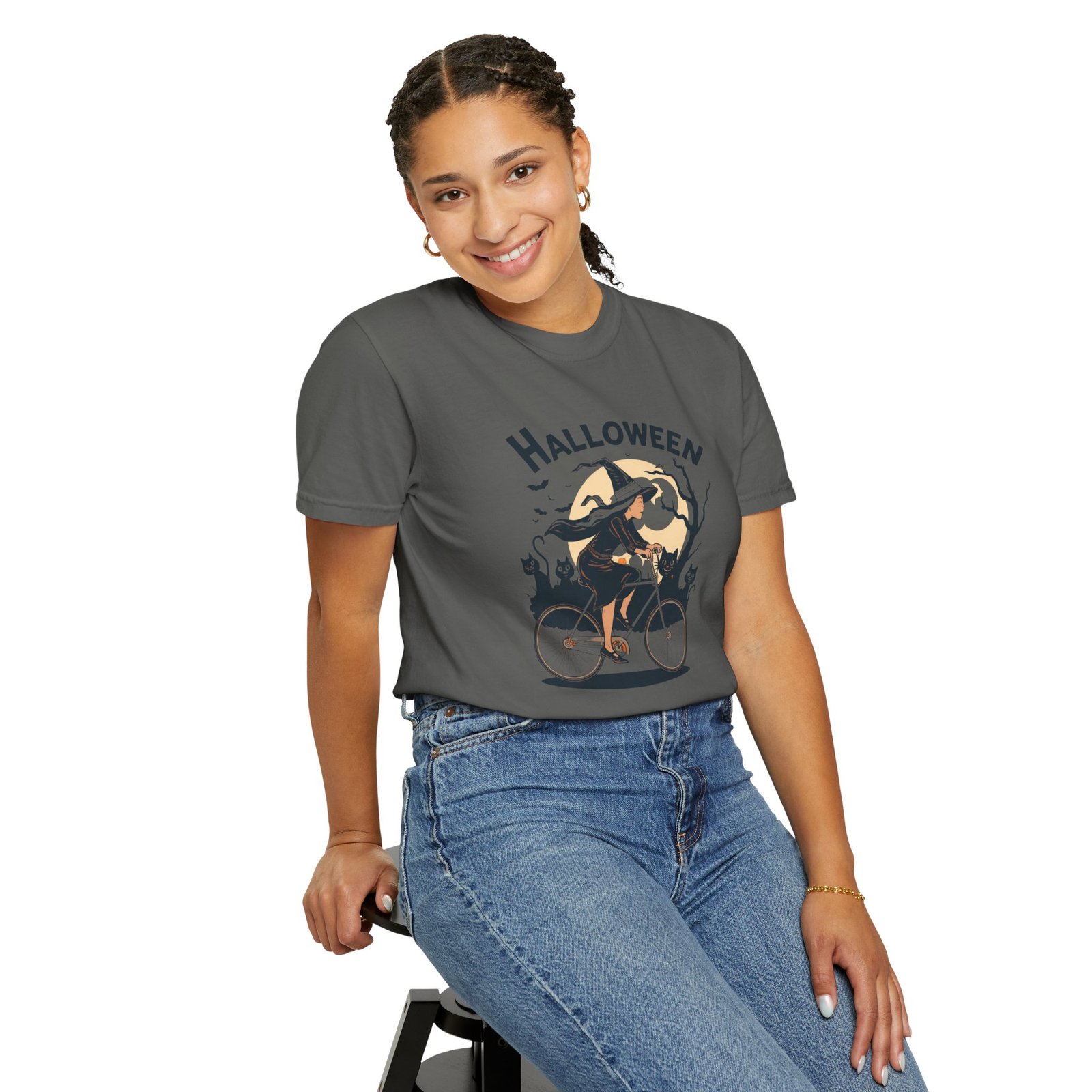 Halloween Witch Bike T-Shirt - Image 24