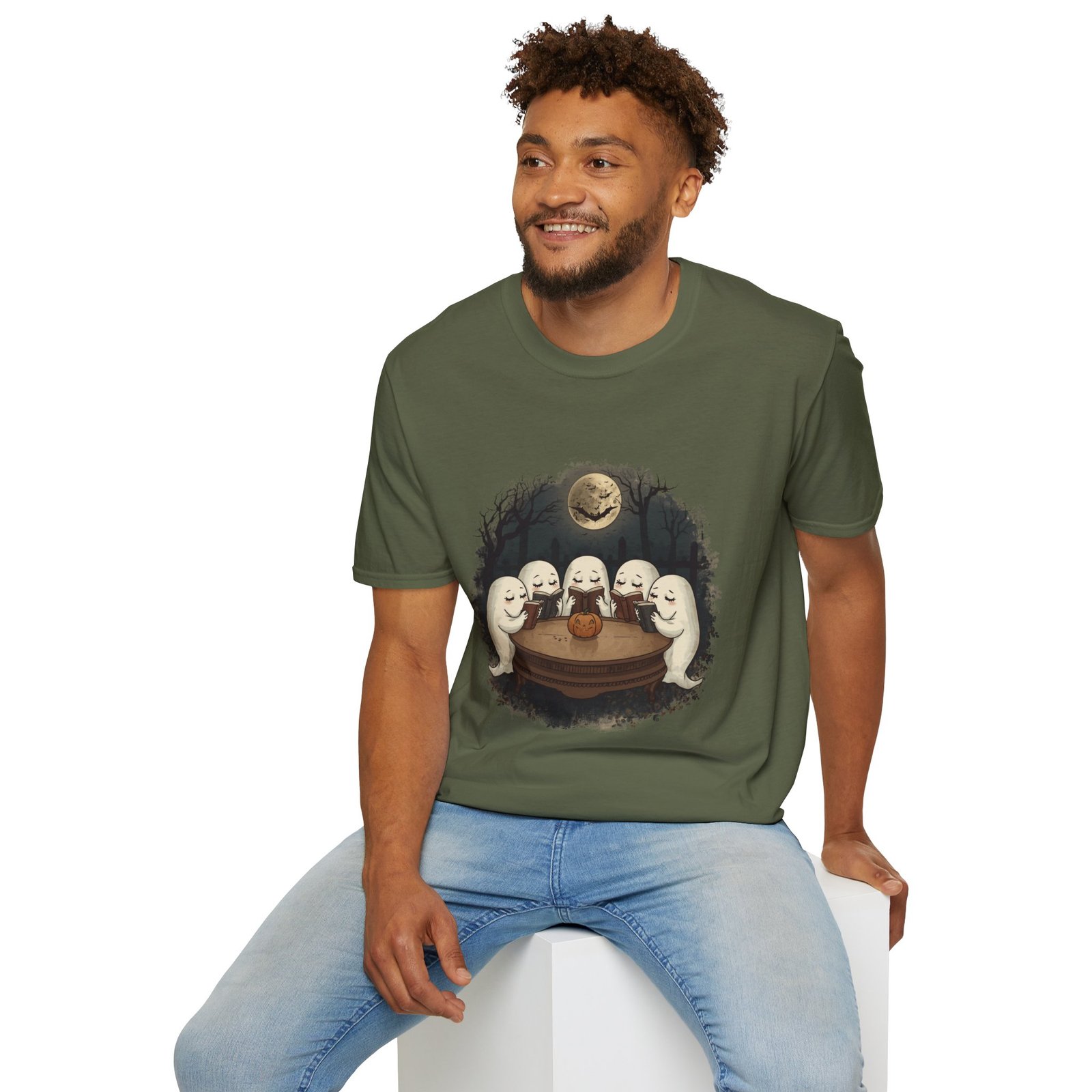 Ghost Book Club T-Shirt | Cute Halloween Reading Ghosts Tee | Spooky Fall Unisex Shirt - Image 25