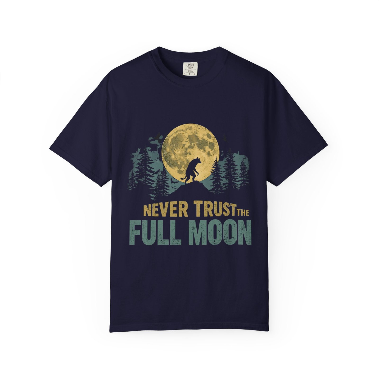 Never Trust The Full Moon Werewolf Graphic T-Shirt | Vintage Horror Moon Tee - Image 18