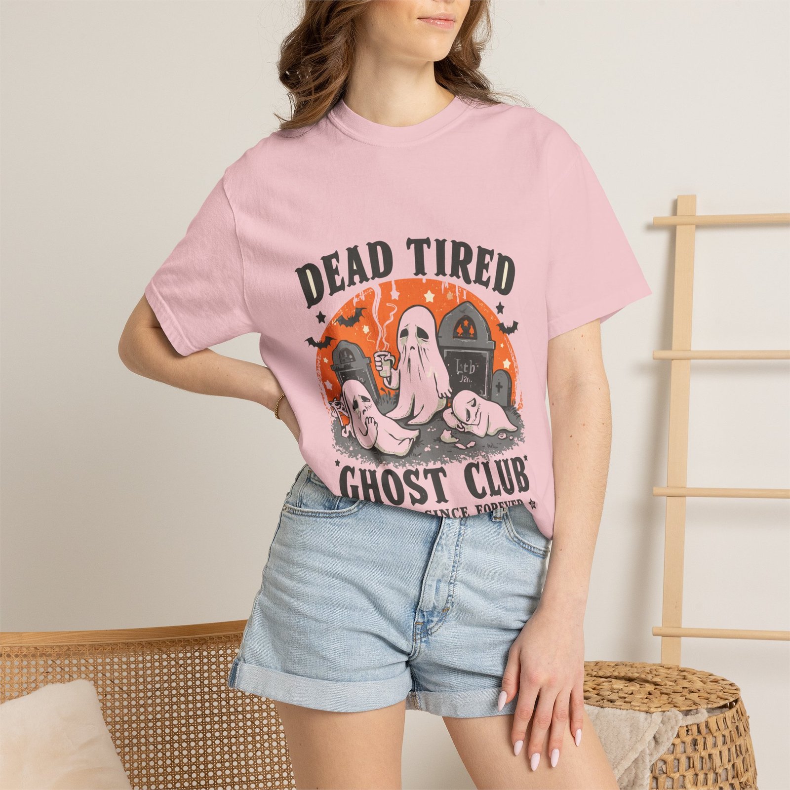 Dead Tired Ghost Club T-Shirt | Funny Halloween Ghost Graphic Tee - Image 20