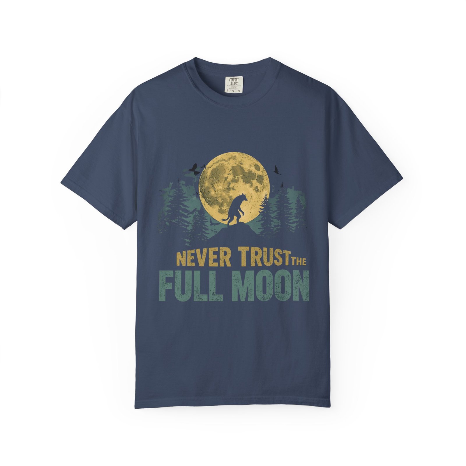 Never Trust The Full Moon Werewolf Graphic T-Shirt | Vintage Horror Moon Tee - Image 10