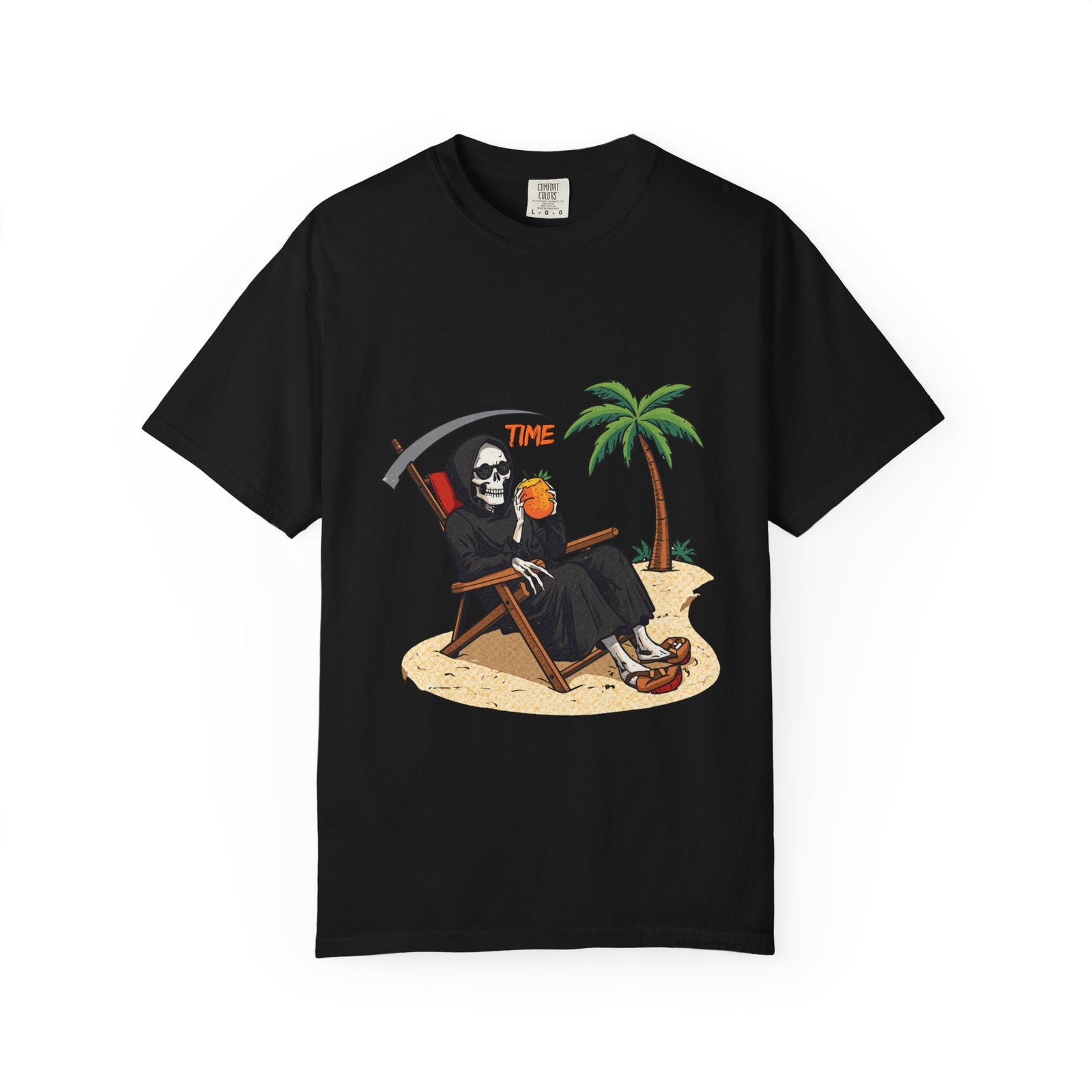 Time to Relax Grim Reaper Beach T-Shirt | Funny Skeleton Summer Graphic Tee - Image 37