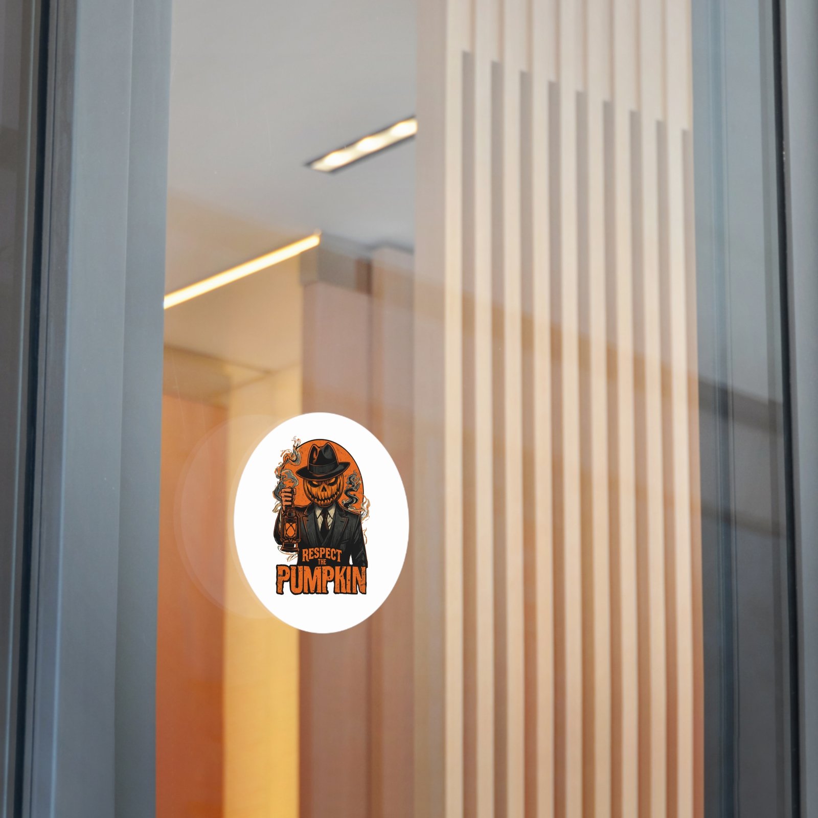 Round Sticker — "Respect the Pumpkin" Jack-O’-Lantern Horror Vinyl Sticker - Image 11