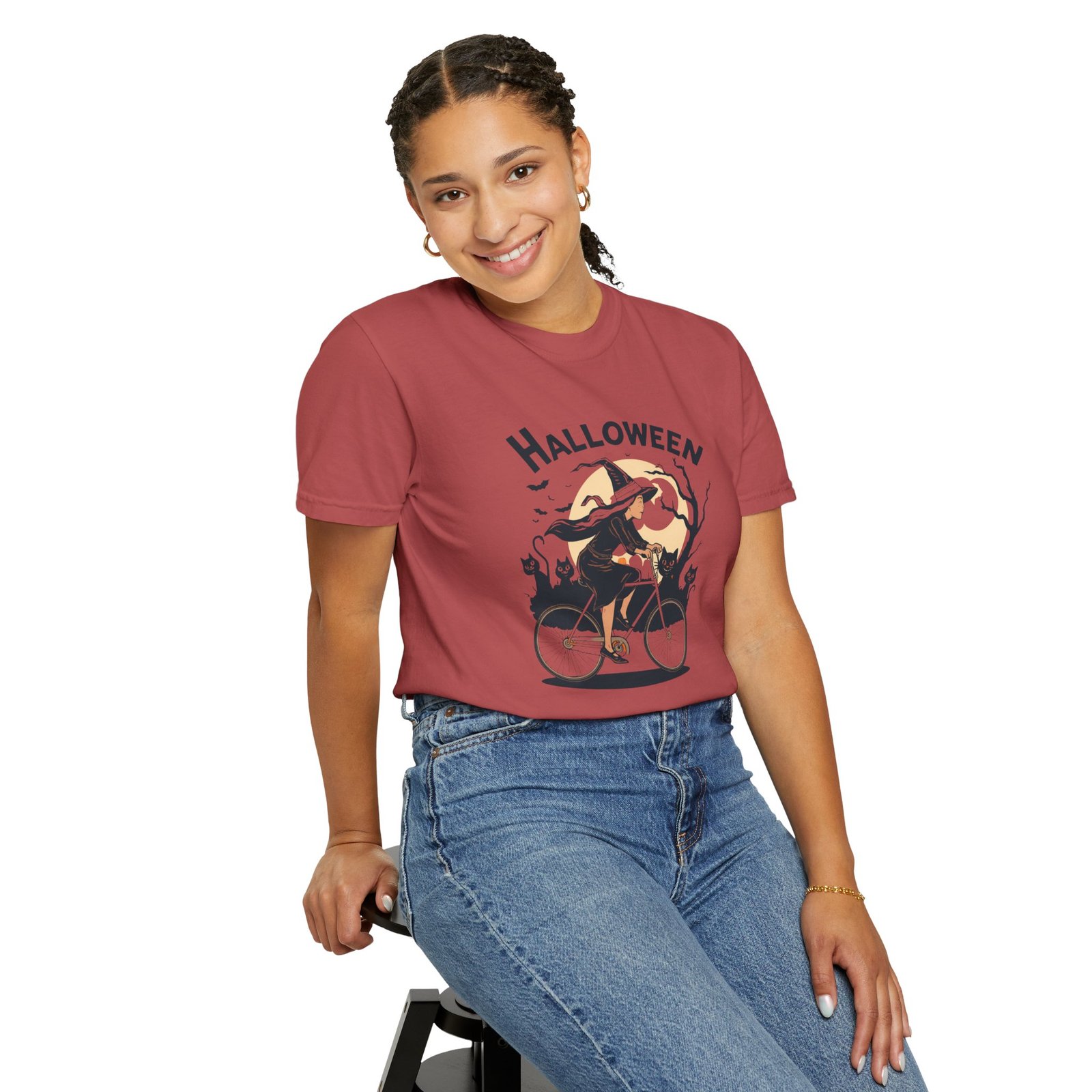 Halloween Witch Bike T-Shirt - Image 66