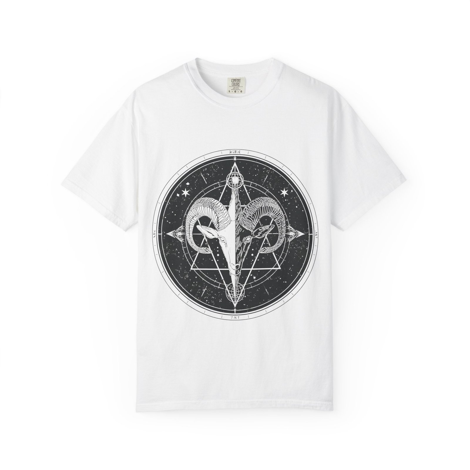 Mystic Ram Compass T-Shirt — Geometric Occult Graphic Tee