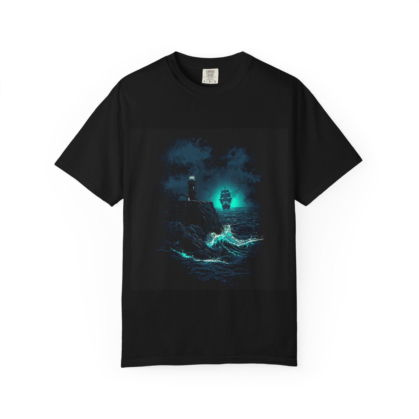 Mystic Lighthouse Night Ocean T-Shirt