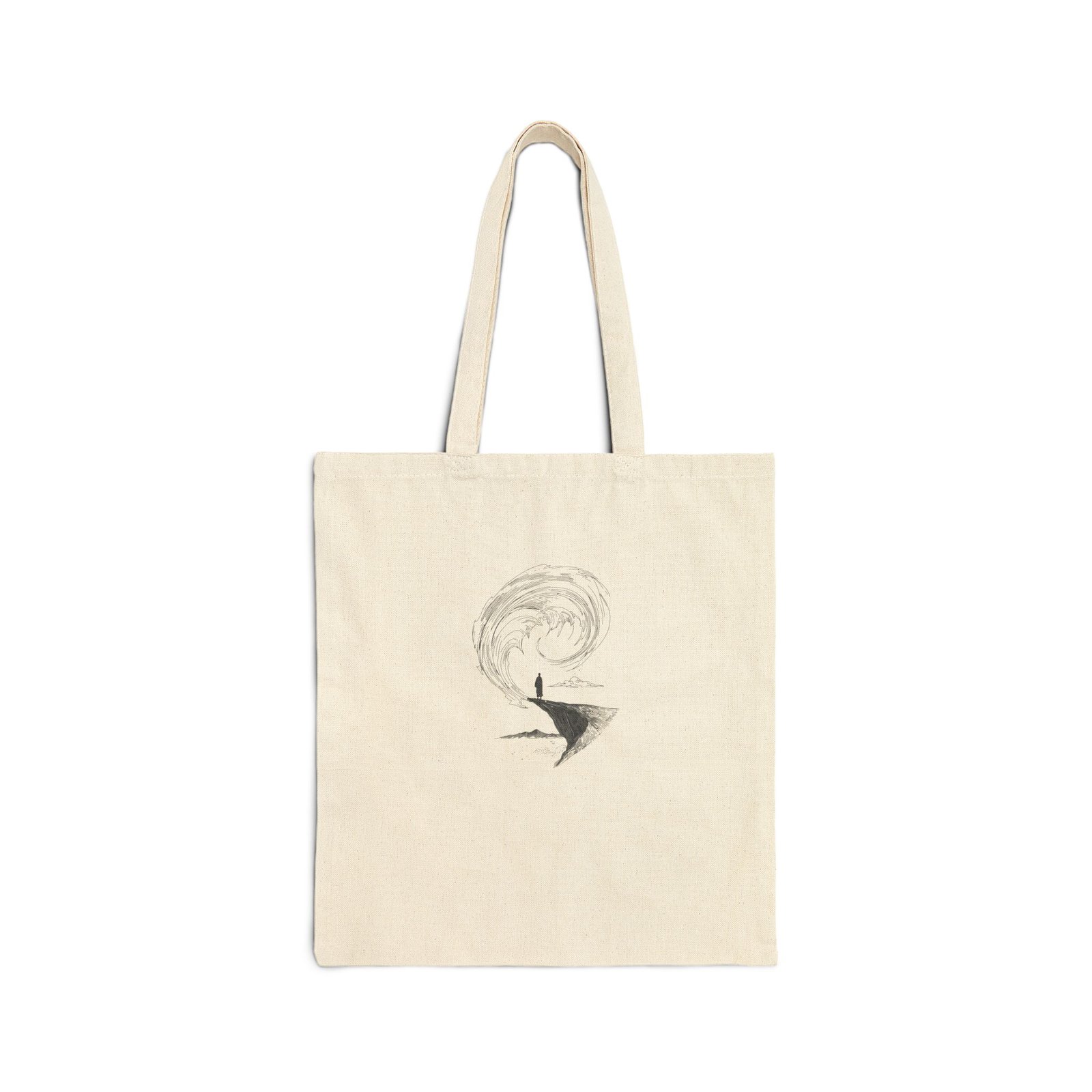 Canvas Tote Bag — Minimalist Surfer Wave Illustration