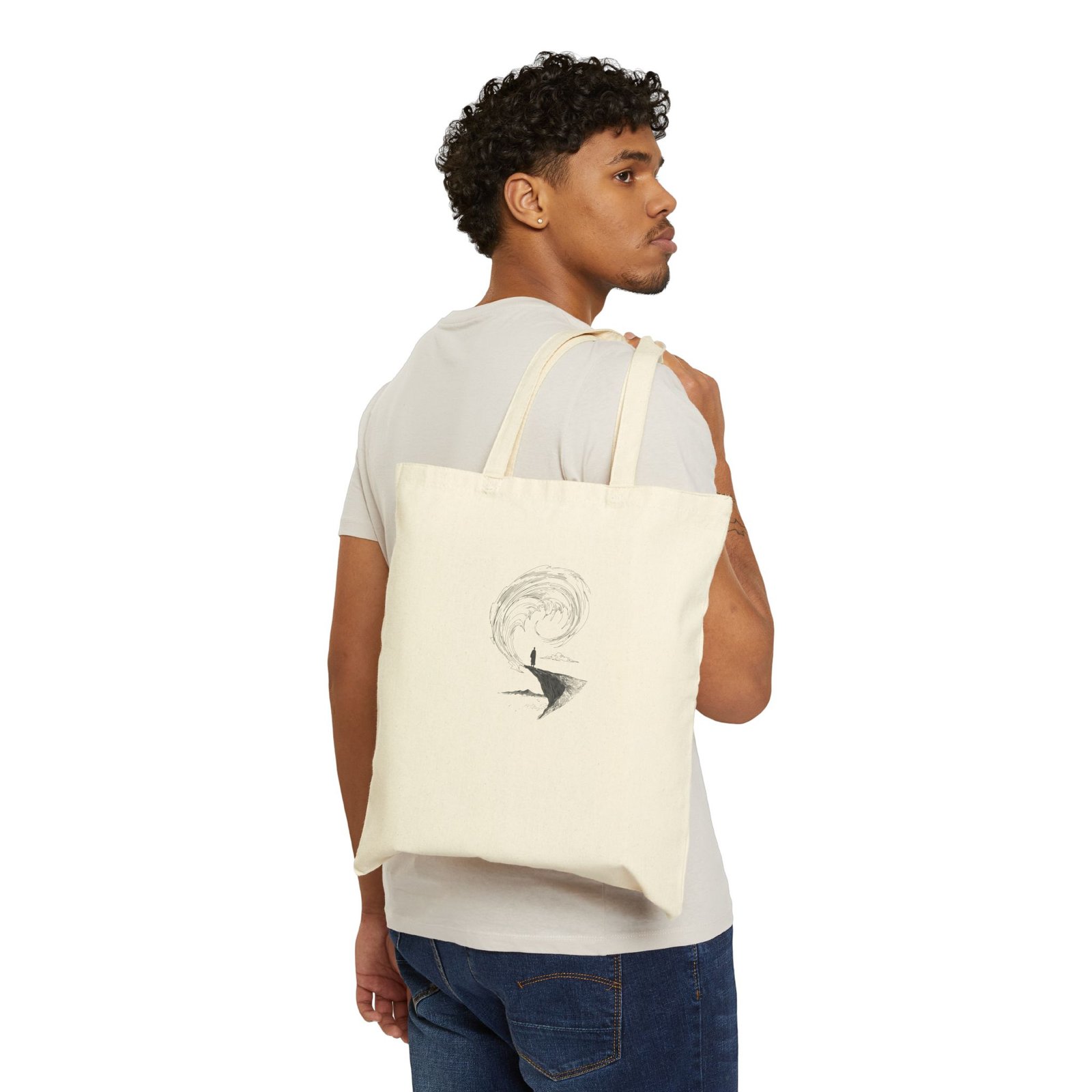 Canvas Tote Bag — Minimalist Surfer Wave Illustration - Image 3