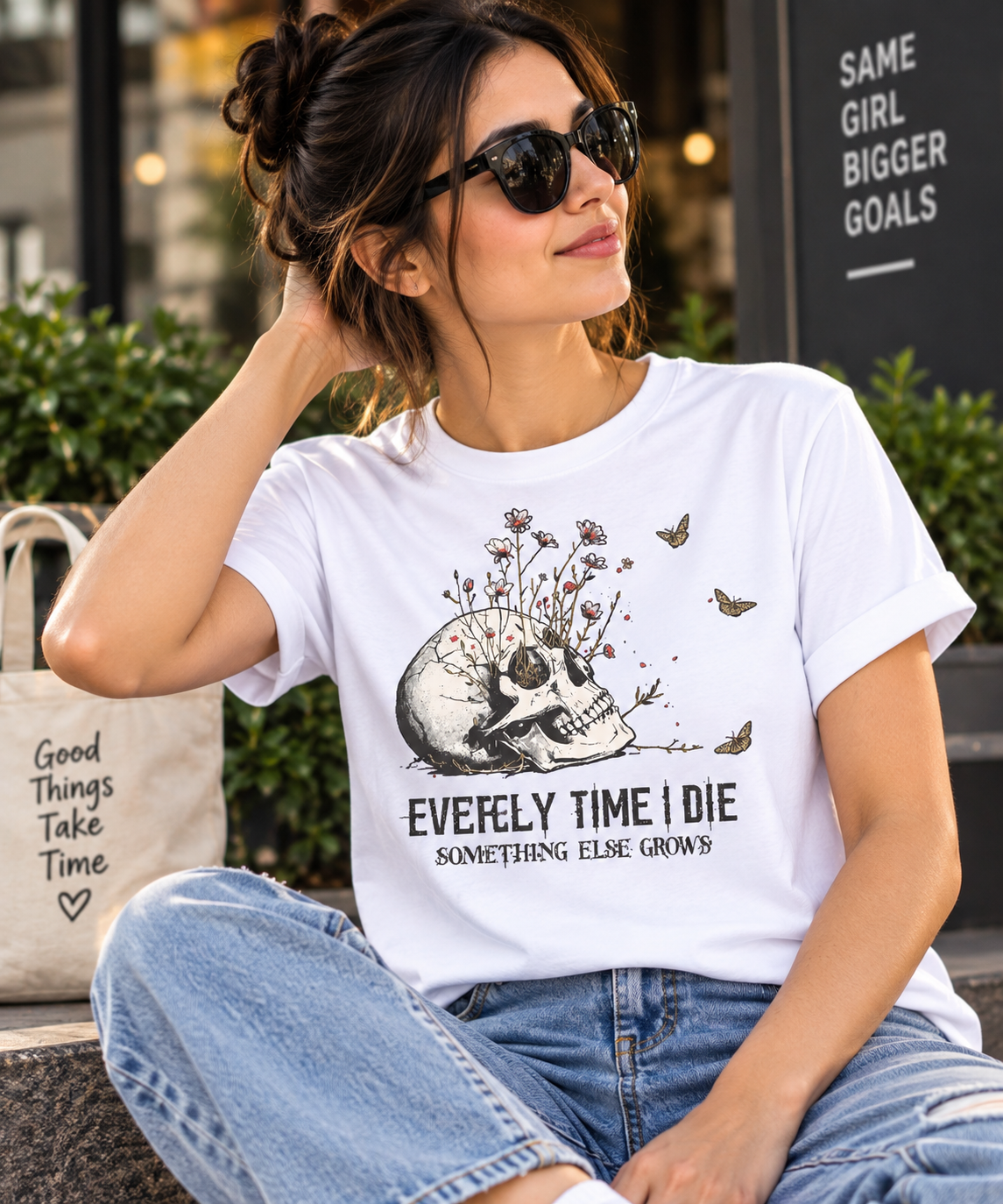 Every Time I Die Something Else Grows Floral Skull T-Shirt
