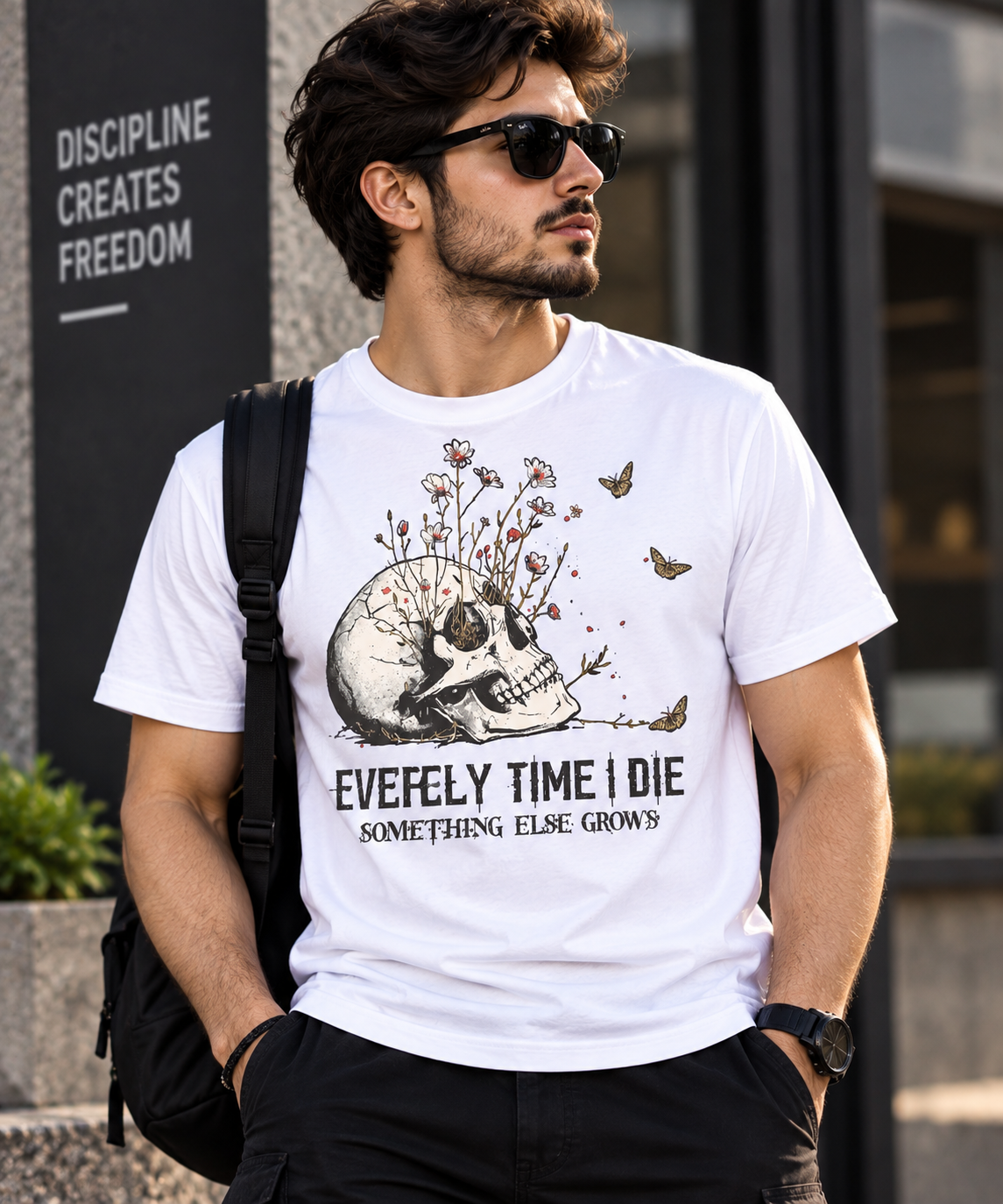 Every Time I Die Something Else Grows Floral Skull T-Shirt - Image 25