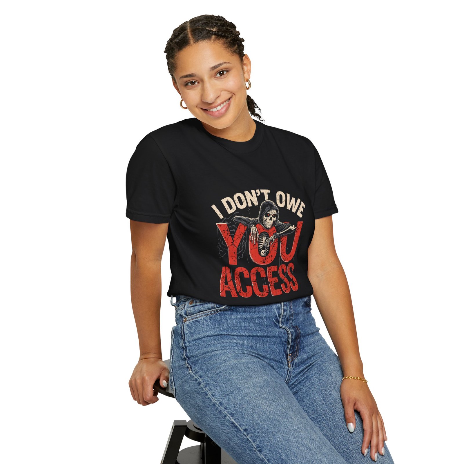 I Don't Owe You Access T-Shirt | Gothic Skeleton Tee - Image 7