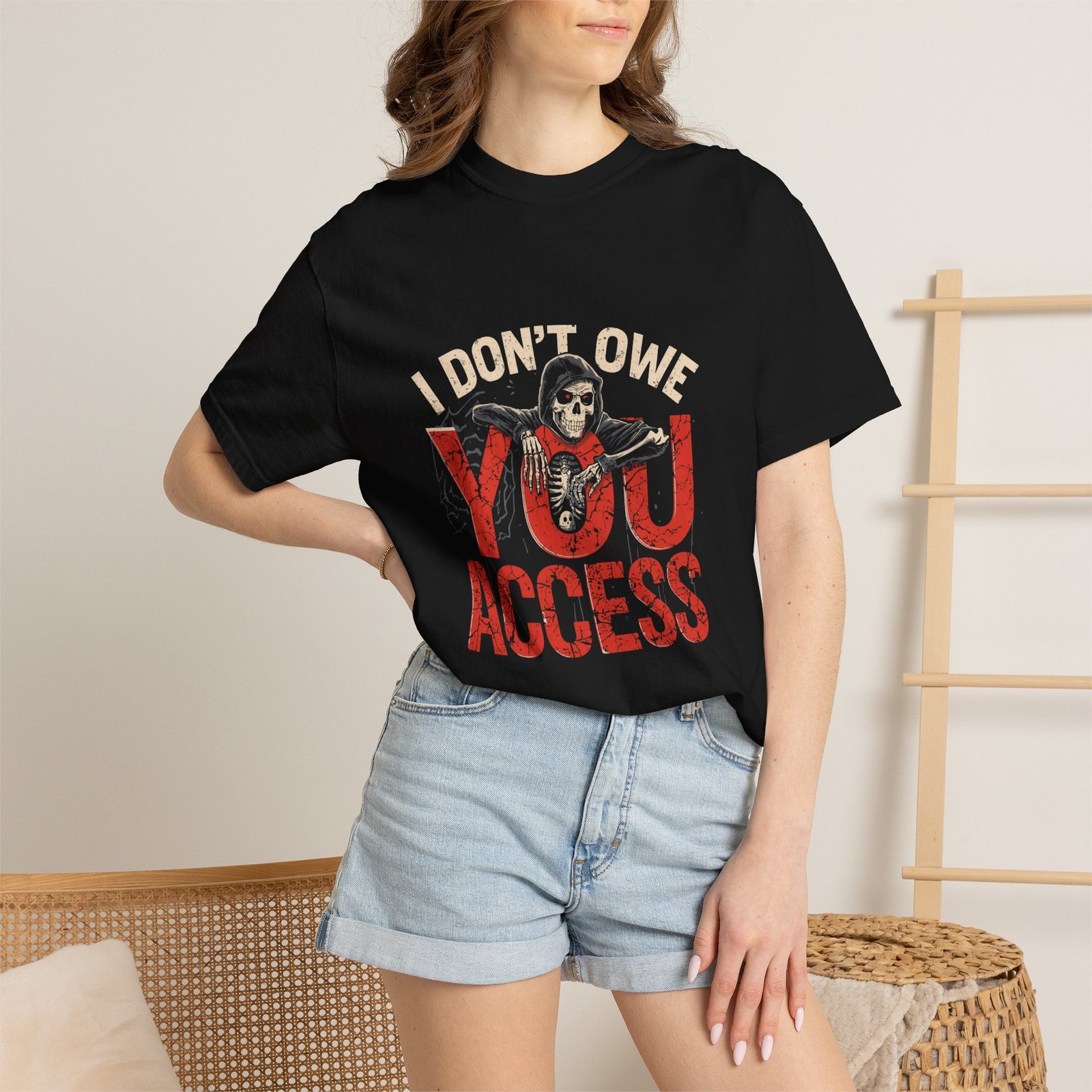 I Don't Owe You Access T-Shirt | Gothic Skeleton Tee - Image 5